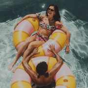 Pink and Yellow Orange Vintage striped tube float